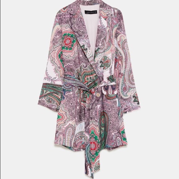 BLOGGERS FAV ZARA PAISLEY PRINTED BELTED BLAZER DRESS KIMONO - Picture 5 of 7